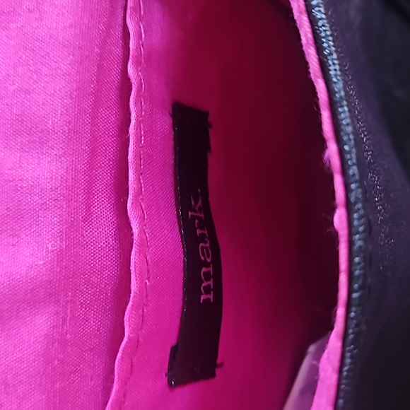 Mark / Avon black crossbody minibag with silvertone metal studs on front flap - Picture 6 of 16